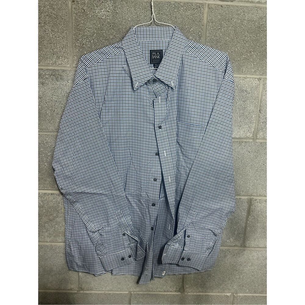 Jos A. Bank Traveller Men's Gingham Button Up Shirt Long Sleeve Size XXL Classic